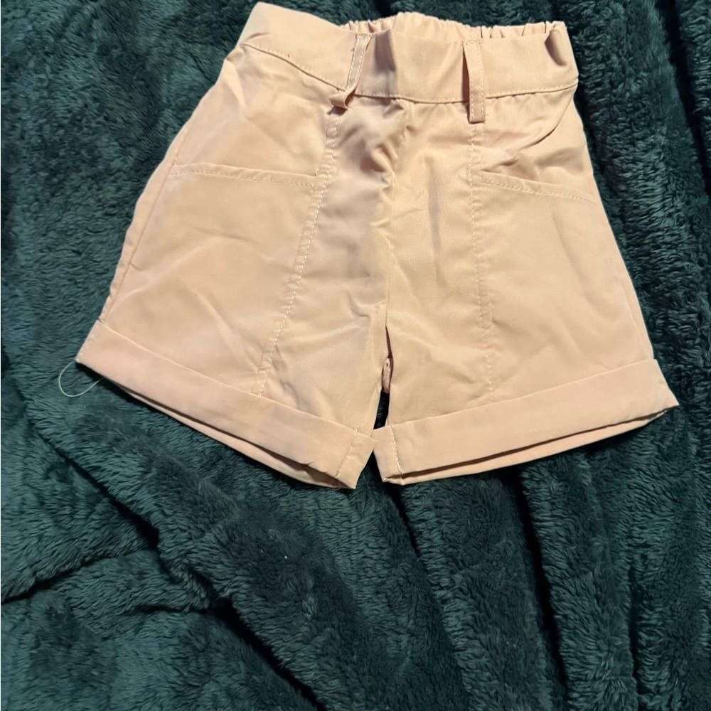 Girls' Light Pink/coral Paperbag Waist Shorts